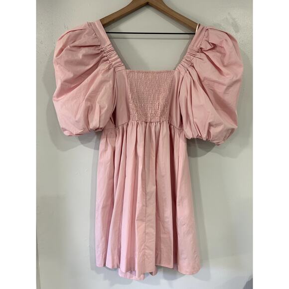 Maeve Anthropologie NWT Puff Sleeve Square Neck Mini Dress Coquette Pink Medium - Picture 8 of 8